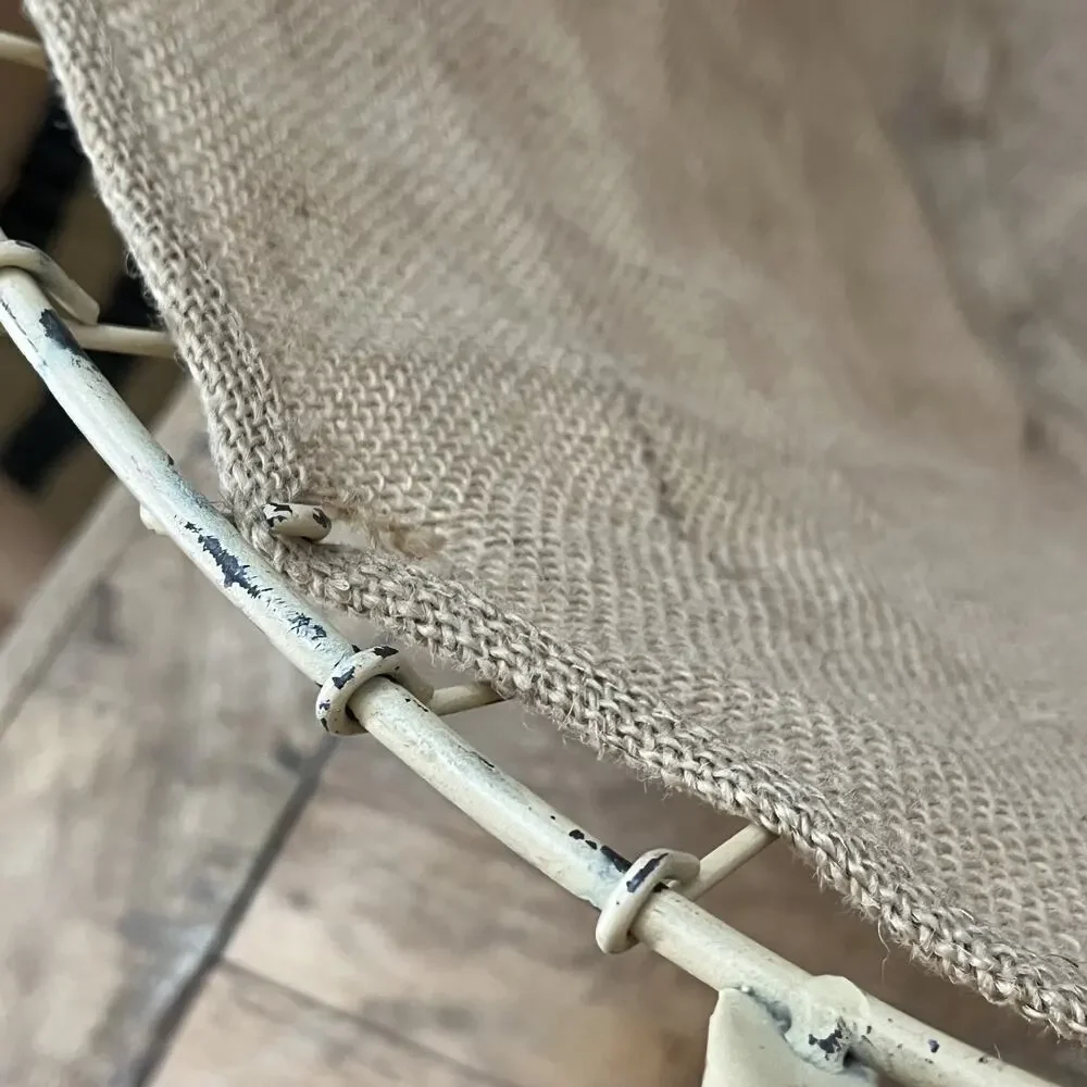Rustic Farmhouse Wire Bushel Basket Burlap Liner